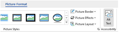 The picture shows the format menu of picture